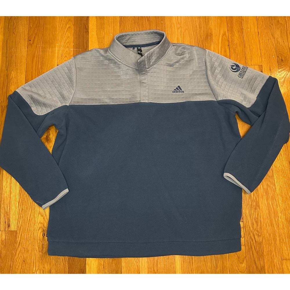 Adidas Mens 2XL Golf Pullover Quarter Zip Fleece Grey Navy Aberdeen Country Club